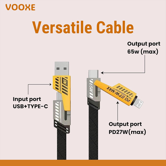 4-in-1 Charging Cable | Type-C, Micro USB & Lightning | Fast Charging & Data Transfer