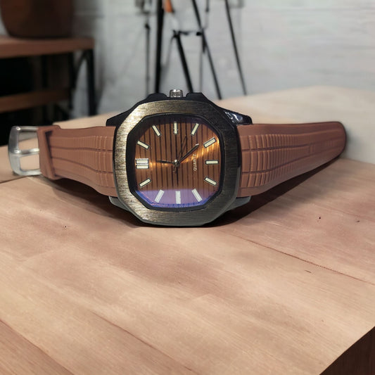 Watch For Mens Nautilus Design Rubber Strap